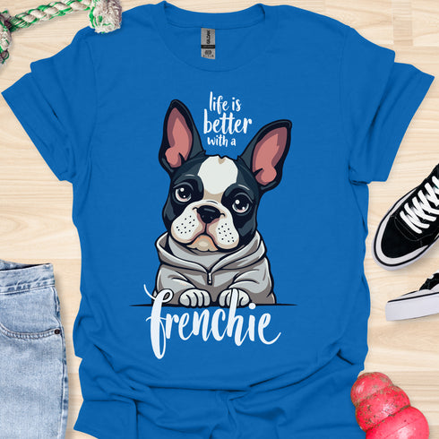 Life is better with a frenchie - V4 - Modern Portrait T-Shirt